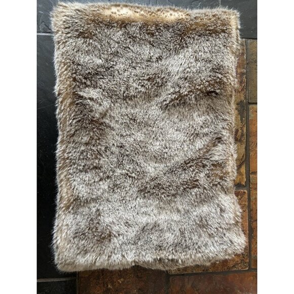 Restoration Hardware Luxe Faux Fur Collection Muff Scarf Hand Warmer Brown - Picture 2 of 3